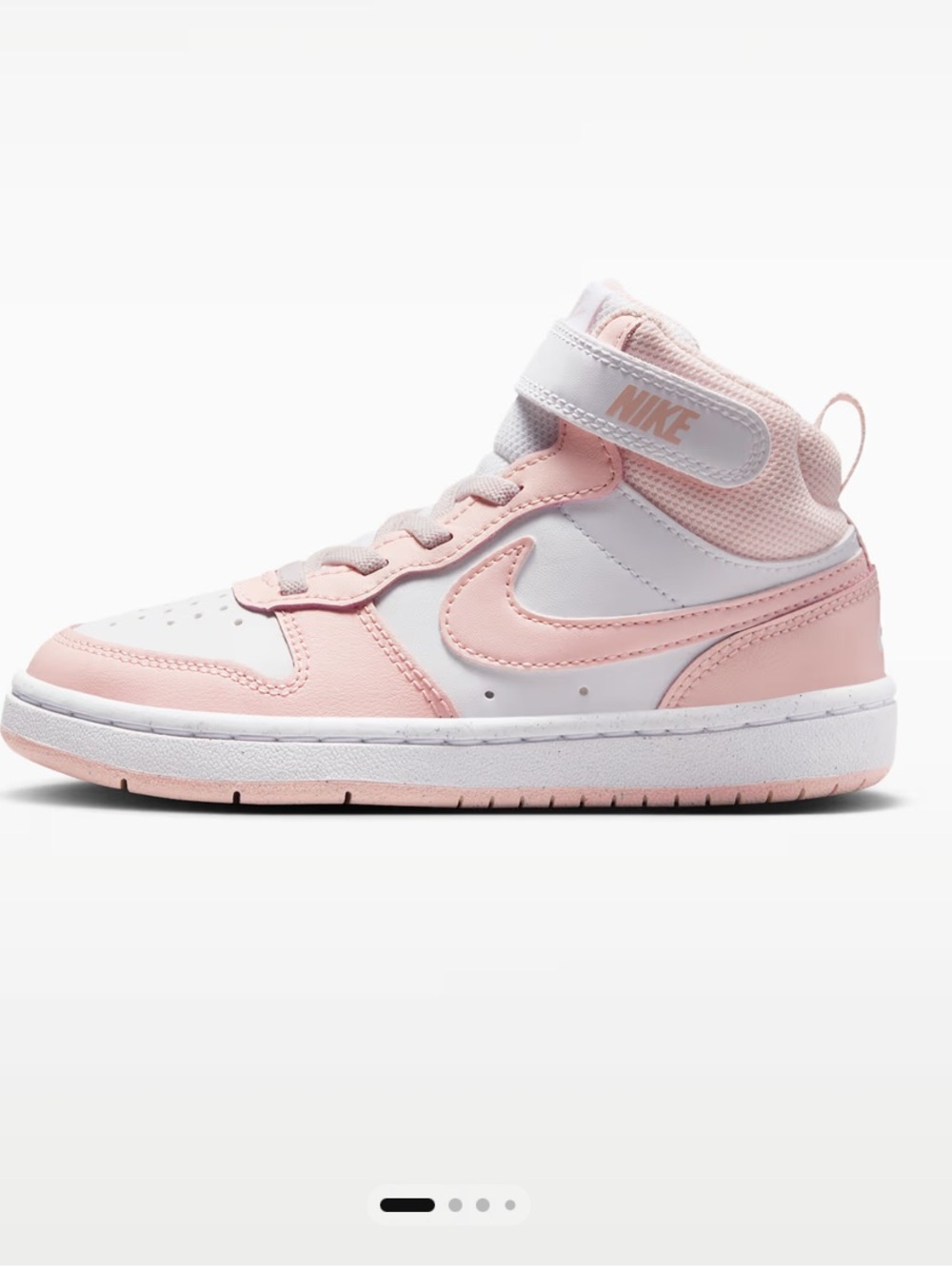 Nike Court Borough Mid-2 Sneaker in White and Echo Pink 1.5Y